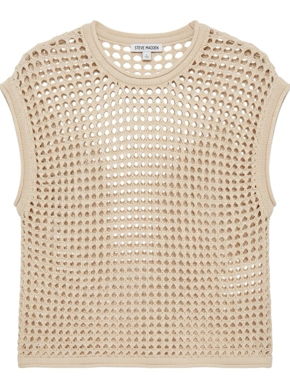 Steve Madden Beige Open-Weave Crochet Tank Top